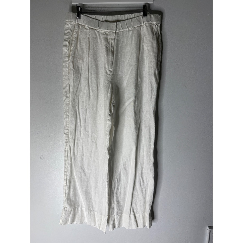 Eileen Fisher Women's Organic Linen Wide Leg Lantern Pants Size L white